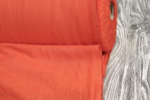 Лён с вискозой плательный ярко-оранжевый с эффектом мятости